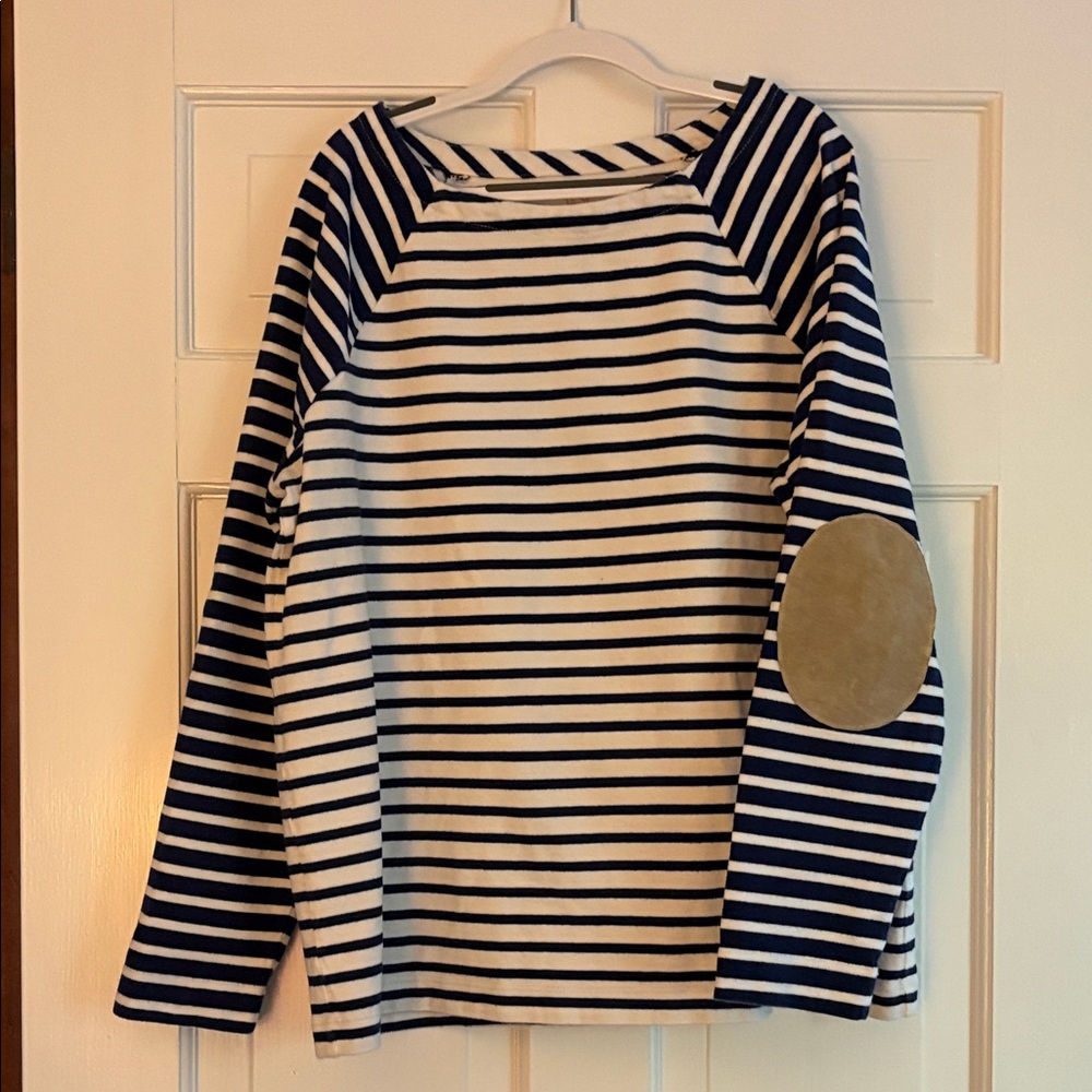 Striped Long Sleeve Shirt with Elbow Patch